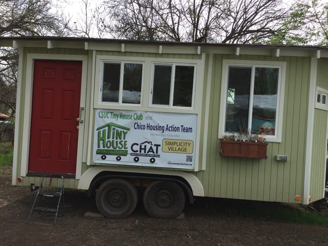 Chico Housing Action Team (CHAT) has built five of its planned 33 tiny houses - including this one - to be placed in a community in South Chico. The homes are for homeless seniors, some of whom are displaced by the Carr Fire.