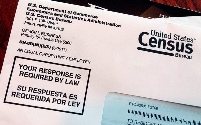 This March 23, 2018 file photo shows an envelope containing a 2018 census letter mailed to a U.S. resident as part of the nation's only test run of the 2020 Census.