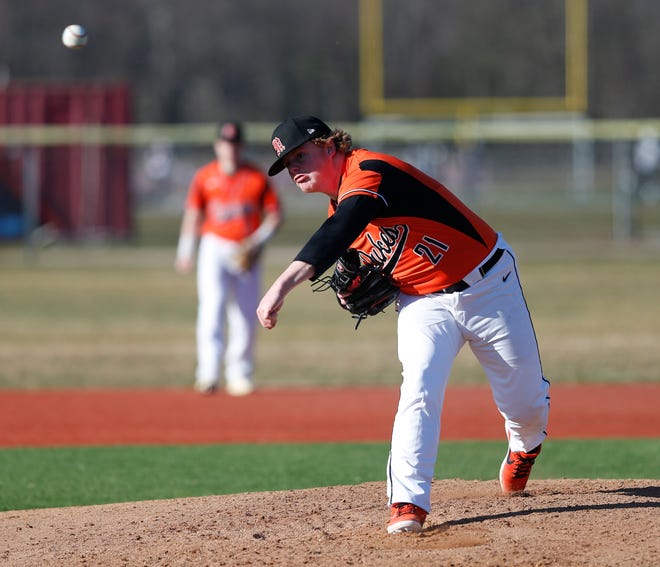 Marlboro's Frederick Callo pitches during an April 1 game against Arlington.