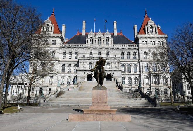 This photo shows an exterior view of the New York state Capitol Monday, April 1, 2019, in Albany, N.Y.