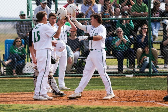 Wall players celebrate a home run against Brady Tuesday, April 2, 2019, at Wall. 