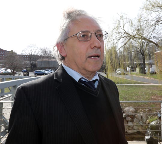 Lawyer Michael Sussman speaks in front of the Rockland County Courthouse after a state of emergency hearing on Rockland County due to measles on April 4, 2019.