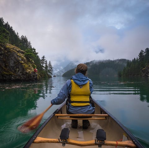 Canoeing on Diablo Lake in the Cascades National...