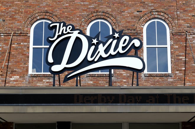 The new sign for The Dixie Performing Arts Center was added to the marquee, April 2. The design was created by former Huntingdon High School student Tia Compton last school year.