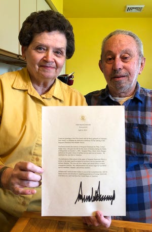 The parents of a fallen U.S. Army Ranger, Diane and Ben Pilla of Vineland received a letter from President Donald Trump calling the dedication of the Sgt. Dominick Pilla Middle School  "a momentous day."