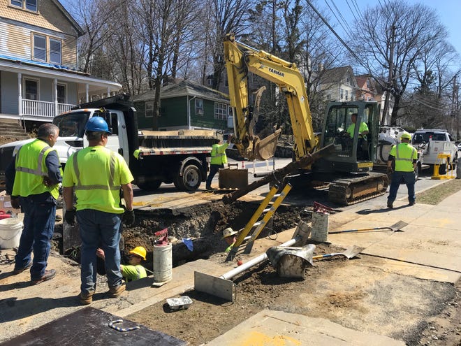 A crew on scene Saturday in Ossining working on repairs to a water main break.