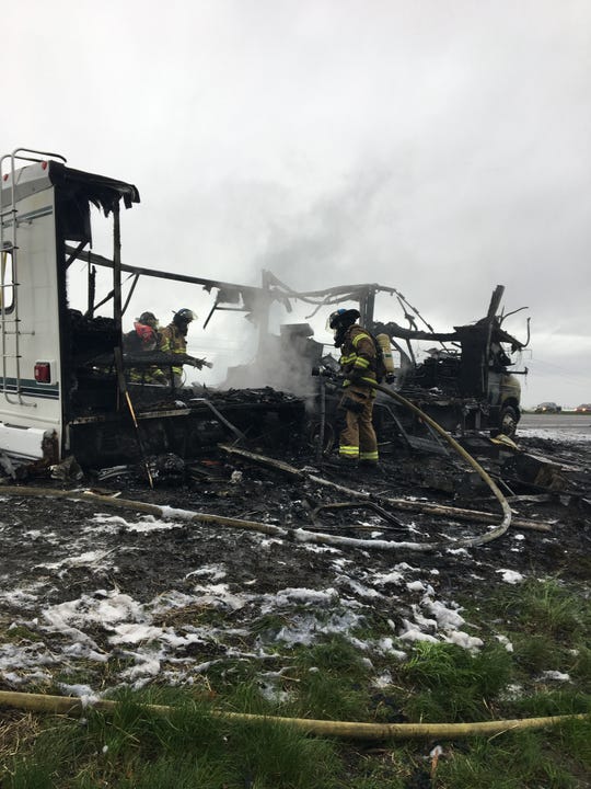 The motorhome that caught fire on northbound I-5 April 6, 2019, was a total loss. The occupants were able to safety exit and no injuries were reported
