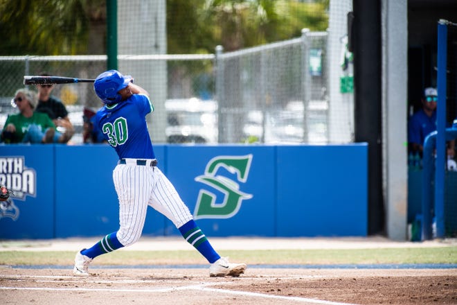 FGCU senior Jay Hayes is tied for the team lead in batting .375 and leads the Eagles in homers (7) and RBIs (36) heading into their game against the University of Miami on Wednesday at Swanson Stadium.