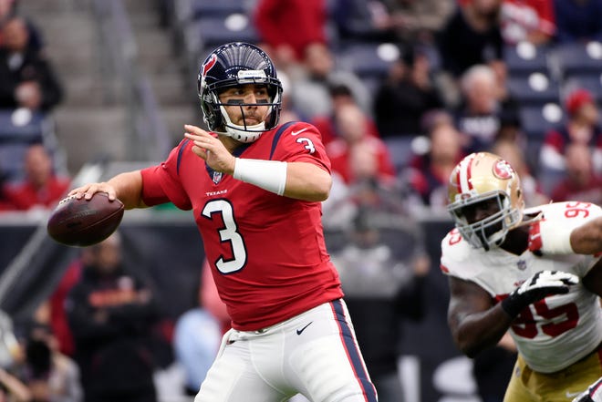 Tom Savage is 2-7 as an NFL starter, completing 181 of 315 passes for 2,000 yards and five touchdowns against seven interceptions.
