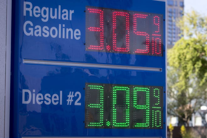 Gas prices displayed in Phoenix on April 9, 2019.