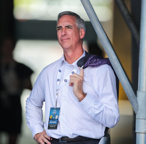 XFL chief executive officer Oliver Luck stands in 