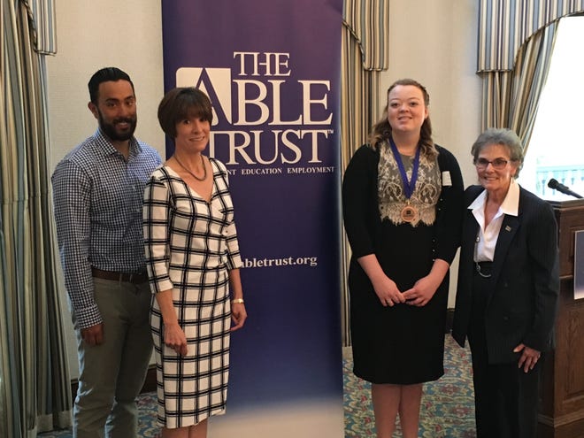 Left to Right: Joseph D’Souza, The Able Trust; Allison Chase, The Able Trust; Audrey Thomas, Gilchrist County High School High Tech Program; and Dr. Susanne Homant, The Able Trust.