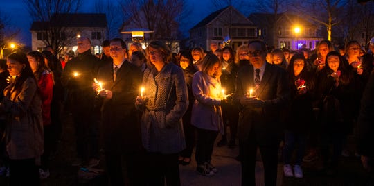 Hundreds attend memorial service at the West Town Center Lake gazebo in Robbinsville, N.J. for University of South Carolina senior Samantha Josephson. Josephson was killed after she mistakenly got into a car which she thought was the Uber ride she called. 