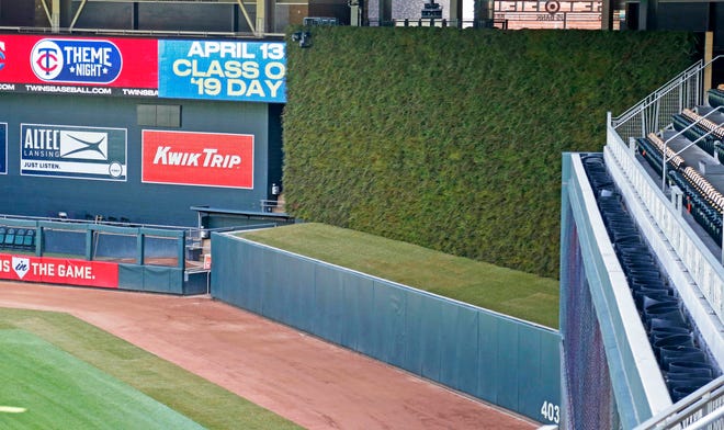 The new grass wall at Target Field that was unveiled in late March might be covered in snow from the winter storm set to hit the Minneapolis area in the next couple of days.