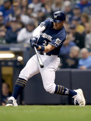 Brewers third baseman Travis Shaw is in the throes of a 1-for-17 skid which includes an 0-for-4, four-strikeout performance Monday night against the Angels.