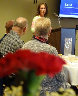 Tammy Crabtree of Ohio Heartland Community Action Commission, a United Way partner, speaks during the annual recognition breakfast Thursday morning at Trillium Event Center.
