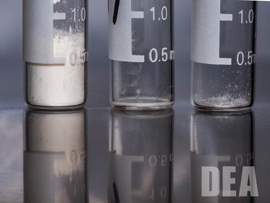 Lethal doses of heroin, carfentanil and fentanyl. Fentanyl is 50 times stronger than heroin, according to the U.S. Centers for Disease Control and Prevention.
