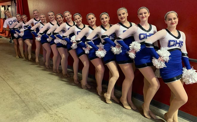 The Carlsbad dance team poses at The Pit before their state competition in March.