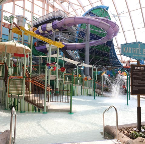 A view of Kartrite Island, with slides and a dump...