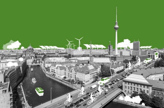 An idea of what the German city of Berlin might look like CO2-neutral.