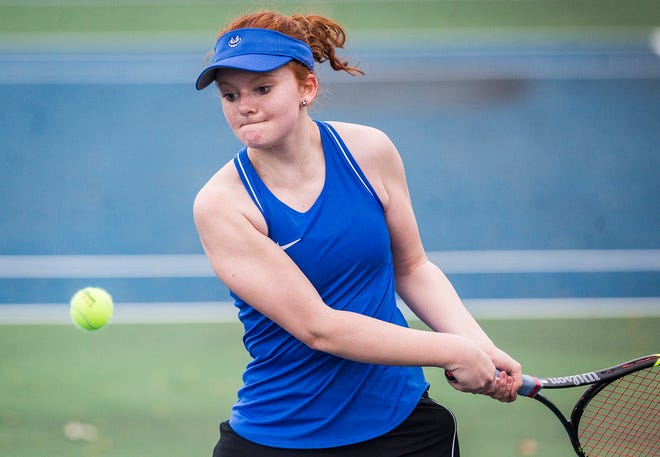 FILE -- Burris' Isabelle Behrman won her singles match Wednesday against Anderson as the Owls swept all five matches.