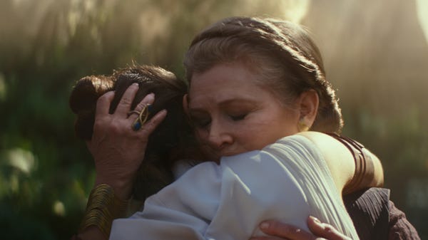 General Leia Organa (Carrie Fisher) and Rey...