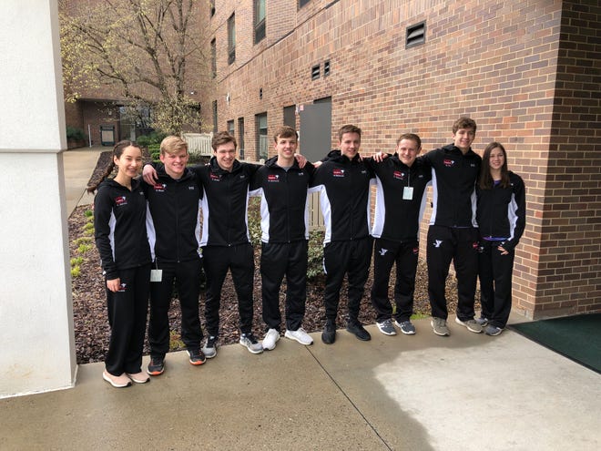 The Lancaster YMCA swim team recently participated in the 2019 YMCA Short Course Winter National swim meet in Greensboro, North Carolina at the Greensboro Aquatic Center. Members of the team from left to right include: Mia Hensley; Geoff Dixon; Connor Green; Nate Eberhardt; Brett Eberhardt; Zach Parkman; Blake Fry; and Kolya Larson.