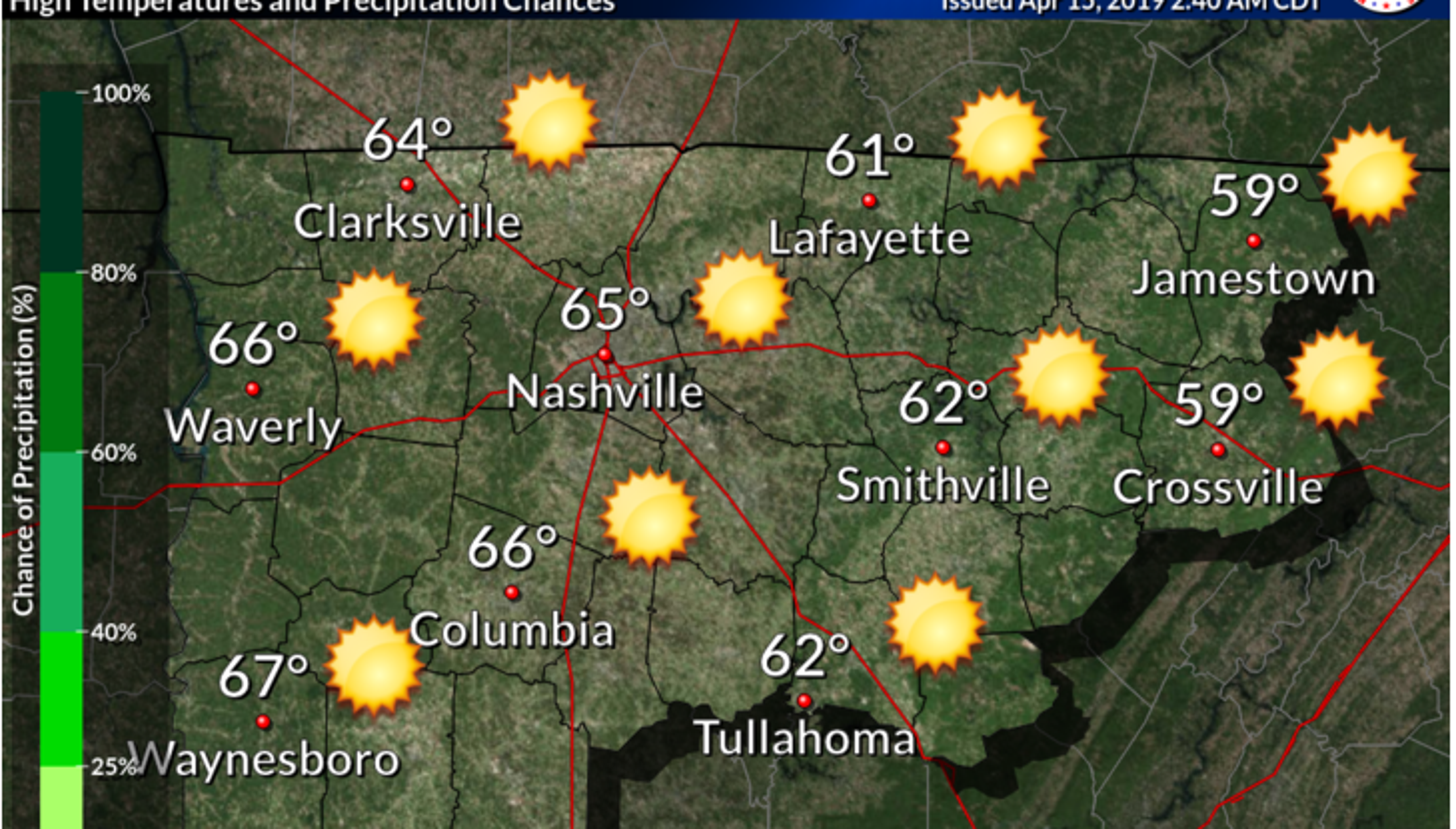 Nashville weather forecast Temperatures should climb after chilly start