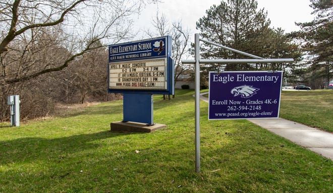 The entrance to Eagle Elementary School as seen on Tuesday, April 16, 2019.