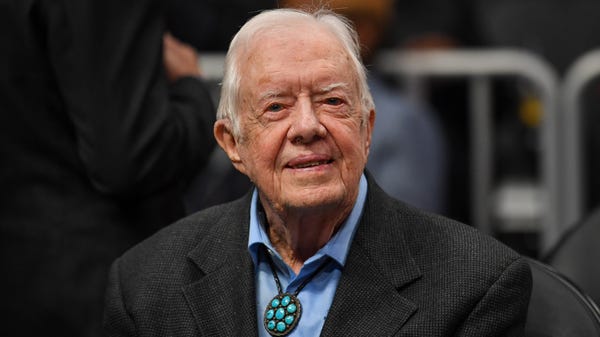 Former President Jimmy Carter at the game between 