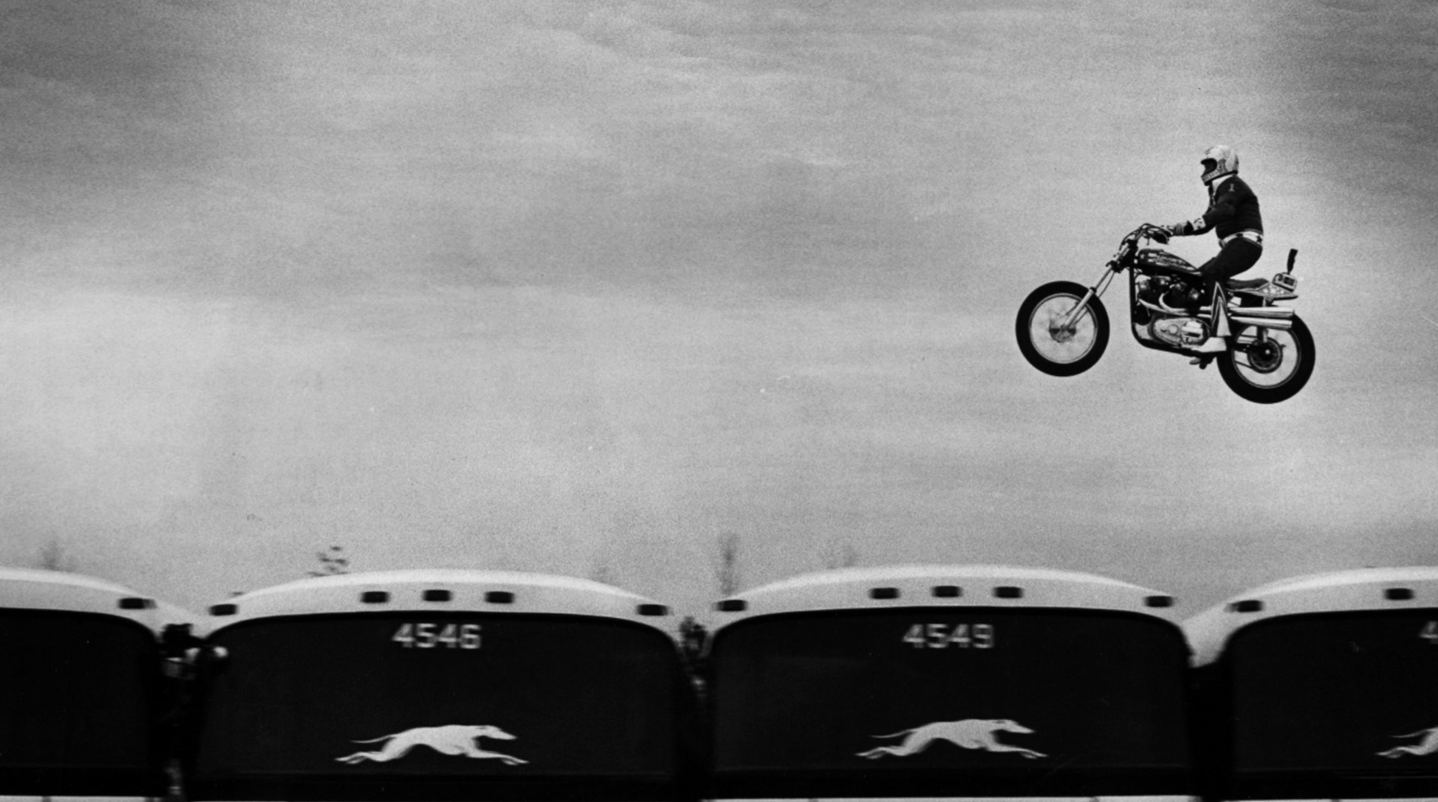 Today in History, October 25, 1975: Evel Knievel jumped 14 Greyhound buses at Kings Island