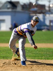 Bogota's Jose Marte pitches to Garfield on Wednesday, April 17, 2019, in Garfield.