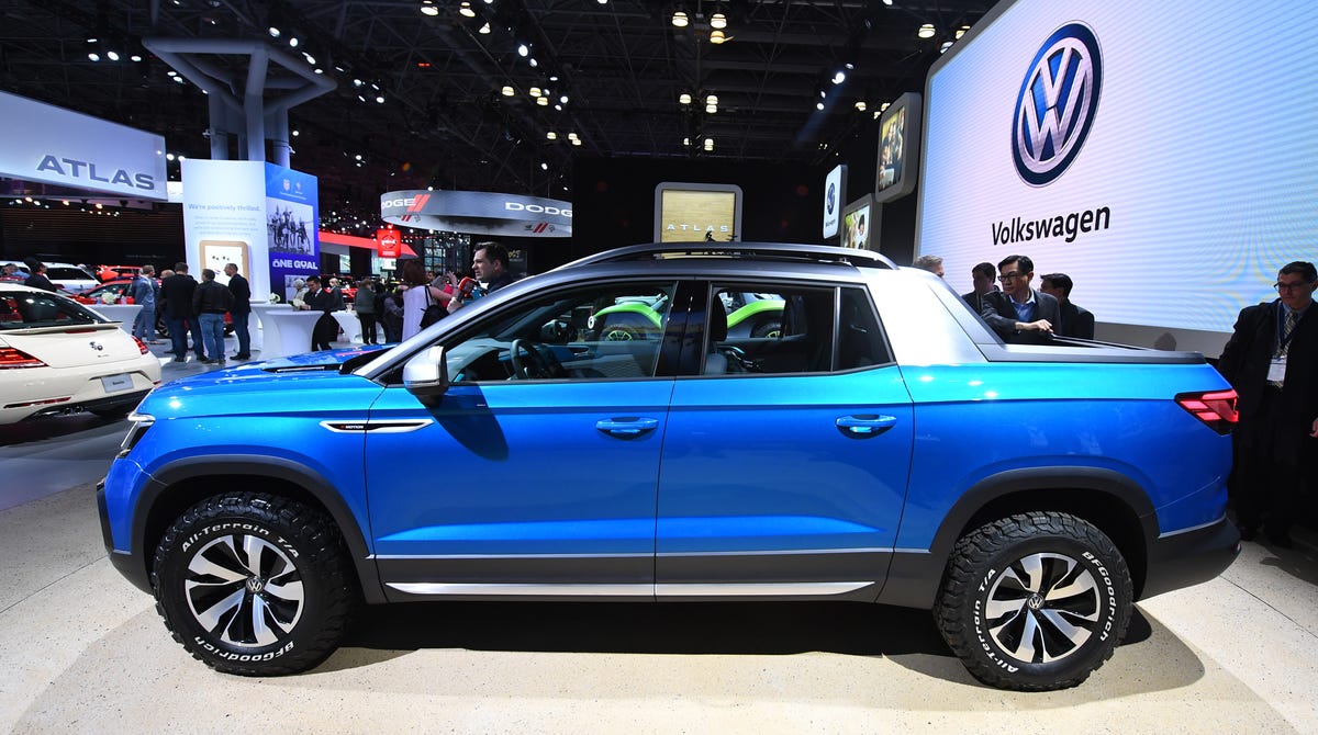 VW Tarok pickup concept on display at the New York International Auto Show.      