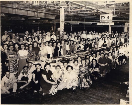 Beacon Mills Employee 1939 first Christmas dinner in Spinning Filling Warp Room 180