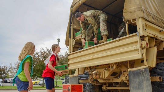 Girl Scouts of Middle Tennessee delivered 70,000 boxes of Girl Scout Cookies to Fort Campbell on Friday, April 12, 2019.