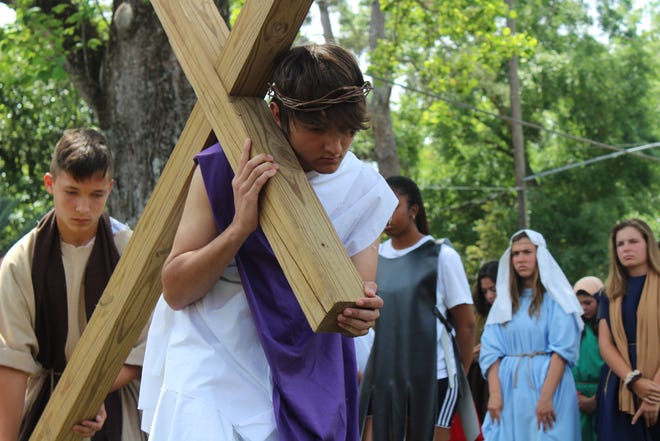 Every year Trinity Catholic School  eighth graders participate in a reenactment of the Passion of Christ during Holy Week.