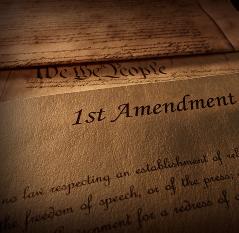 First Amendment of the US Constitution text, with 