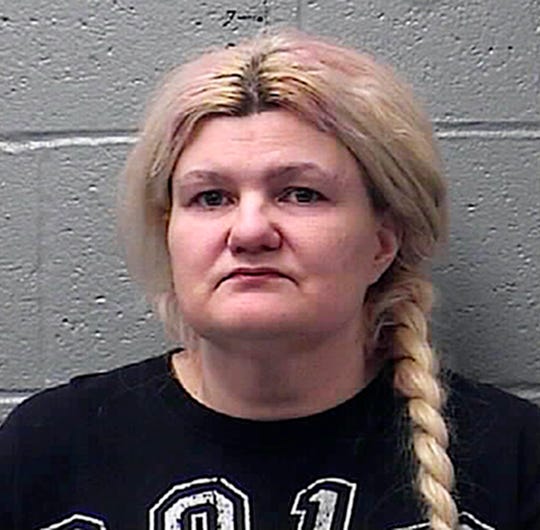 This photo, provided by the St. Francis County Sheriff's Department in Farmington, Missouri, shows Malissa Ancona. Ancona admitted to shooting her husband, an imperial wizard of the Ku Klux Klan. The St. Louis Post-Dispatch reports that Ancona pleaded guilty Friday for second-degree murder, tampering with evidence and abandoning a corpse, Friday, April 19, 2019, and was sentenced to life imprisonment in the framework of a plea agreement. (County Sheriff's Department via AP) ORG XMIT: CER201