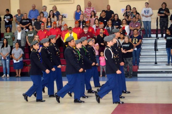The Deming High School JROTC Wildcat Battalion will perform a drill routine during the annual Bataan Death March tribute at Bataan Elementary School on Monday.