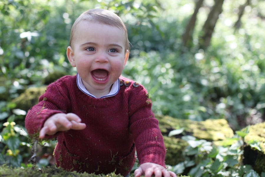 Prince Louis of Cambridge in a new picture taken by his mother, Duchess Kate of Cambridge, at their home in Norfolk earlier this month, to mark his first birthday.