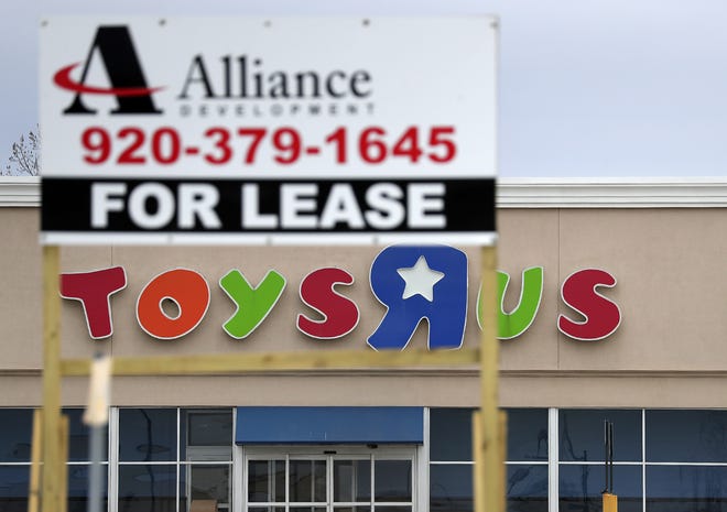 The former Toys R Us store in Grand Chute has been empty for nearly a year and is in the process of being sold to a developer.