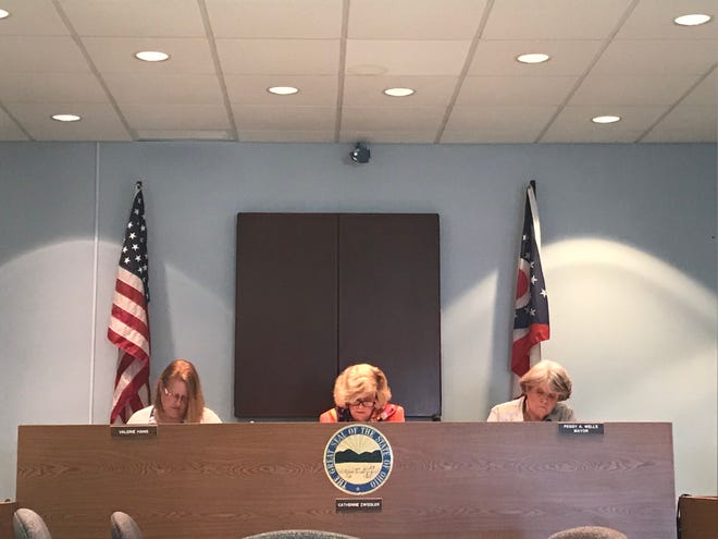 Two video cameras appeared taped over during a Buckeye Lake Village Council meeting on Monday, April 22, 2019. The council recently voted to remove the cameras from council chambers.