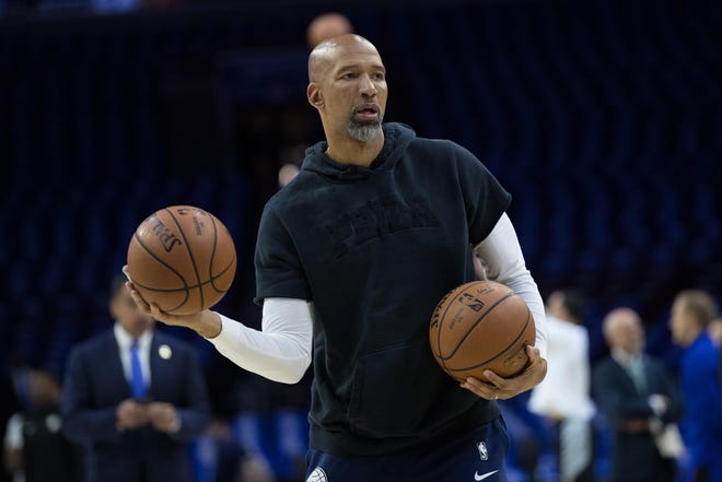 Philadelphia 76ers coach Monty Williams coach is seen before Game 2 of an NBA playoff series against the Brooklyn Nets at Wells Fargo Center.