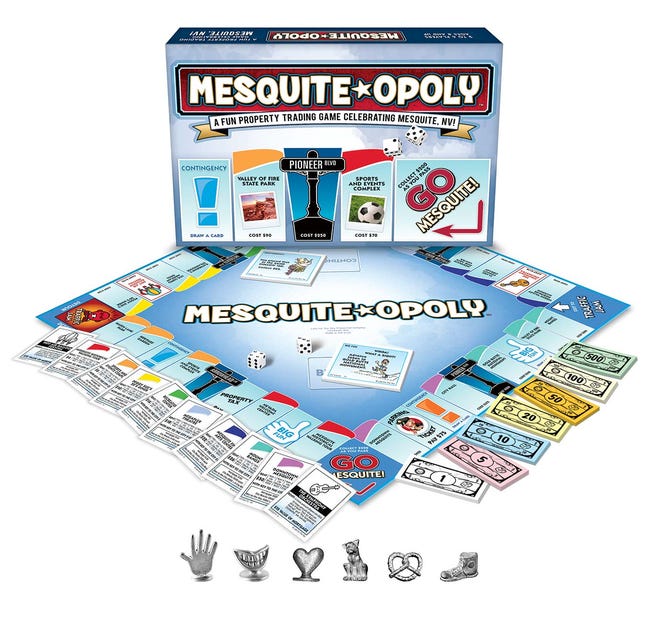 Mesquite-opoly is a new board game developed exclusively for the city of Mesquite, Nevada based on Monopoly.