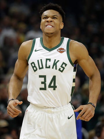Giannis Antetokounmpo averaged 26.3 points, 12 rebounds, 3.5 assists and 1.5 blocks on 52.1% shooting in the Bucks' first-round sweep.