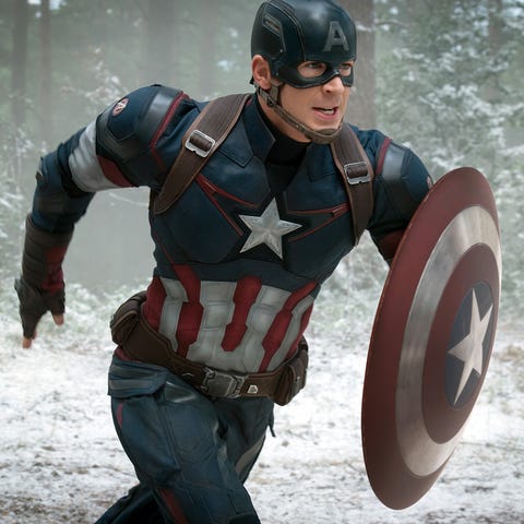 Chris Evans as Captain America in a scene from...