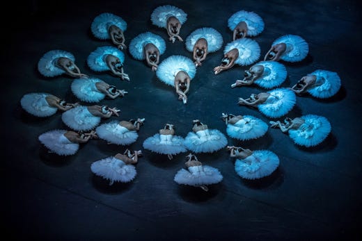Dancers of the Czech National Ballet perform during a costume rehearsal of 'Swan Lake' at the National Theatre in Prague, Czech Republic, March 25, 2019.