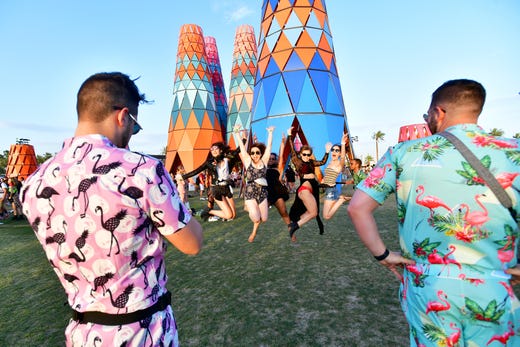 Festivalgoers are seen during the 2019 Coachella Valley Music And Arts Festival on April 20, 2019 in Indio, Calif. 