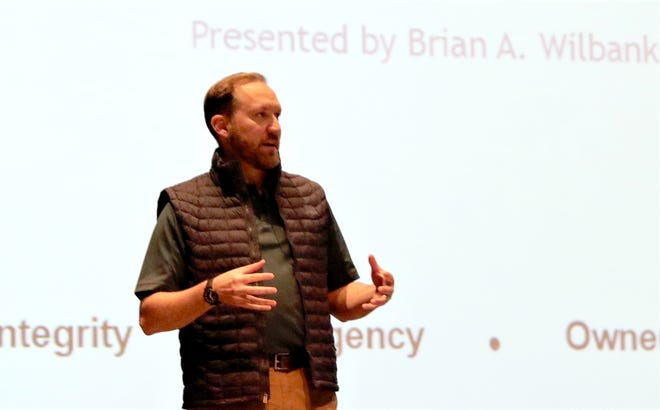 Hilcorp Energy Company Vice President, Lower 48 West Brian Wilbanks speaks, Thursday, April 25, during the San Juan Basin Energy Conference at San Juan College.