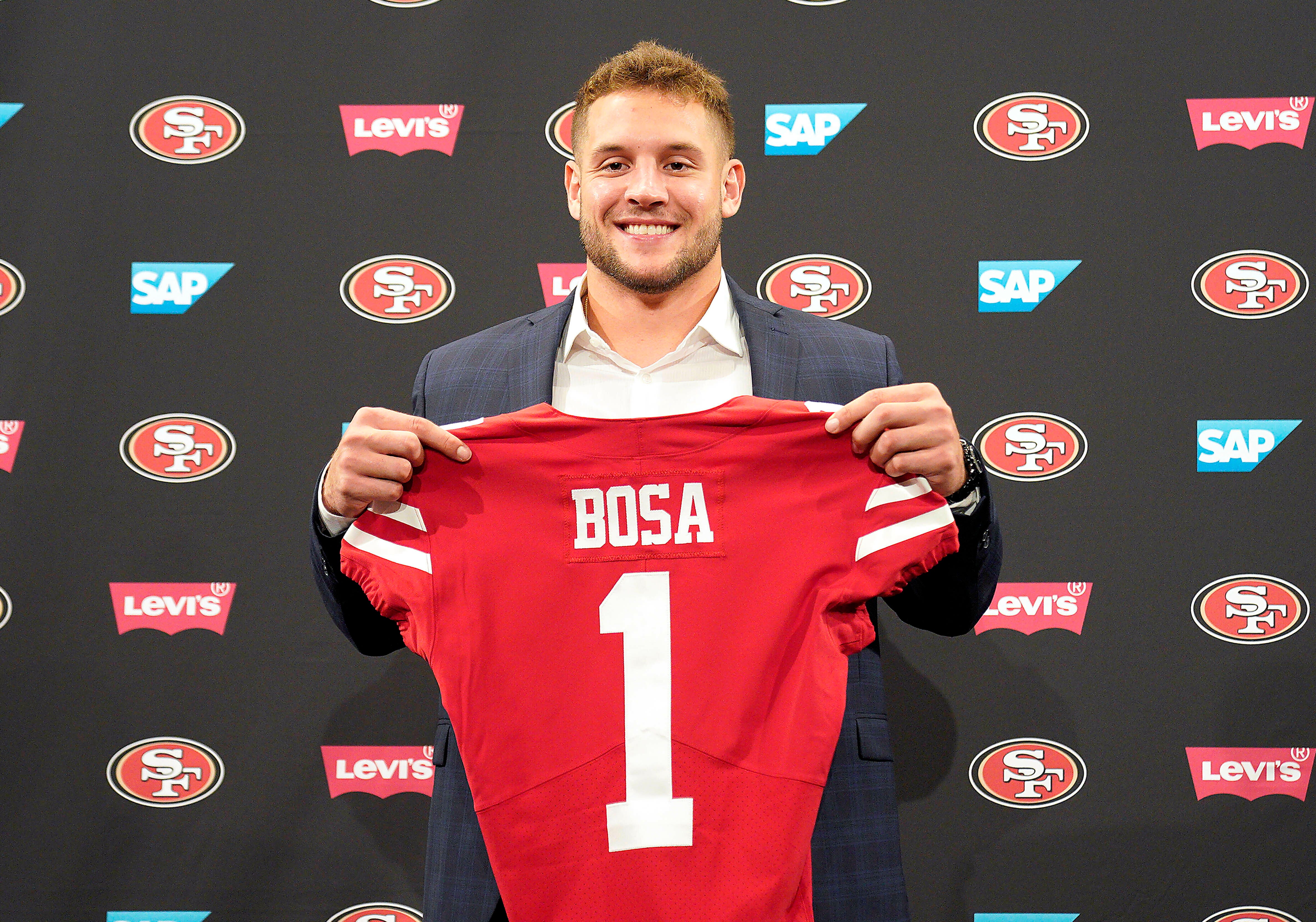 nick bosa black and red jersey